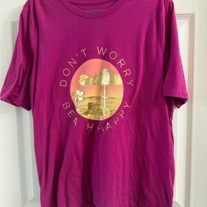 Banana Republic Women's Pink with Gold Graphic Beach Eco-Friendly T-Shirt Size L